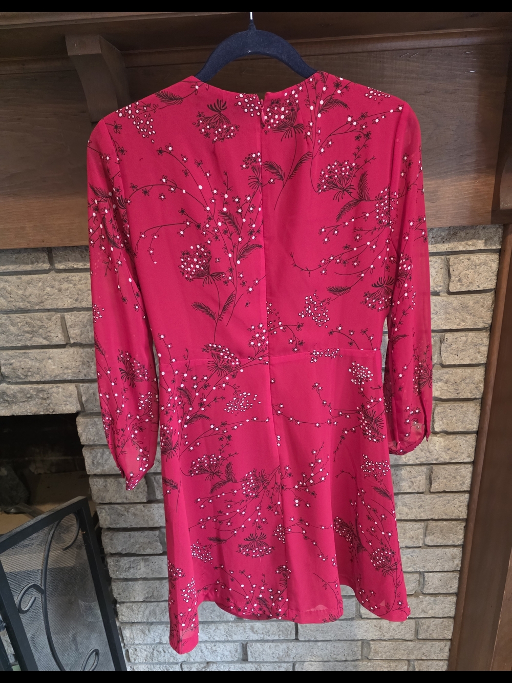 Madewell Red Floral Surplice Long-Sleeve Mini Dress - Picture 4 of 5
